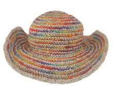 Load image into Gallery viewer, Crochet Hat Rainbow Girl White Base - Sababa Hemp