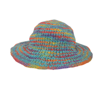 Load image into Gallery viewer, Crochet Hat Rainbow Girl Turquoise Base - Sababa Hemp