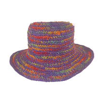 Load image into Gallery viewer, Crochet Hat Rainbow Girl Purple  Base - Sababa Hemp