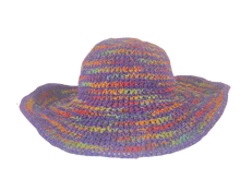 Load image into Gallery viewer, Crochet Hat Rainbow Girl Purple  Base - Sababa Hemp
