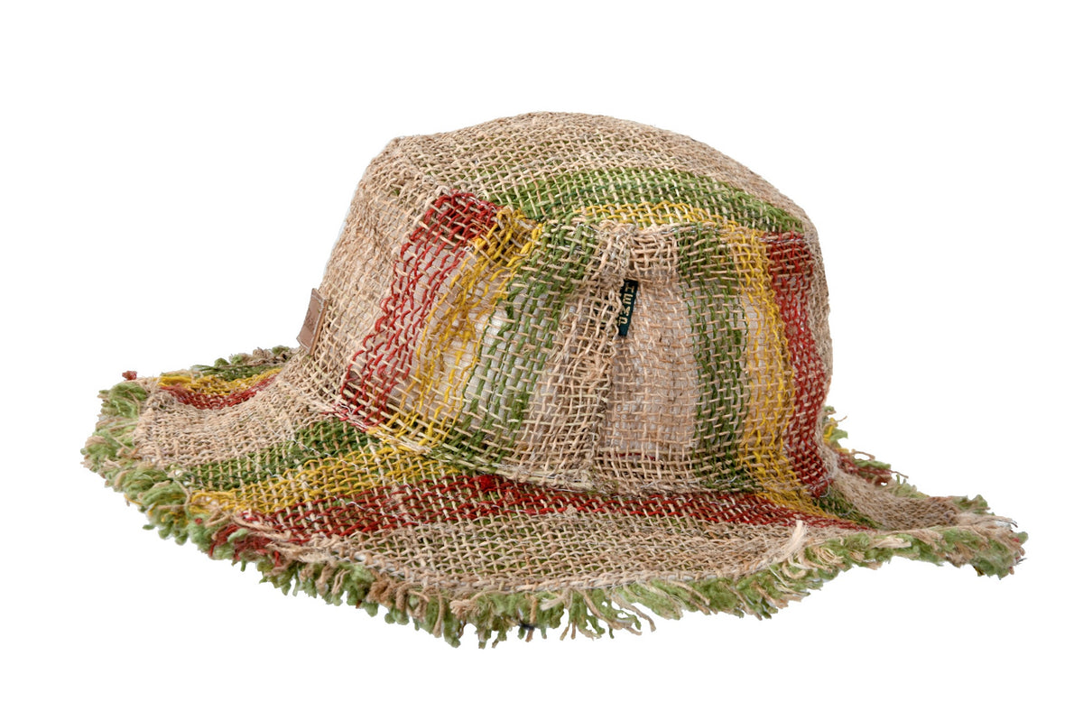 Straw Hat Hemp Sun Hat Wired Wide Brim Farmers Hat With Frayed