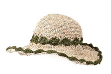 Load image into Gallery viewer, Crochet Smiley Morning Green Flowers  Hemp &amp; Cotton Hat
