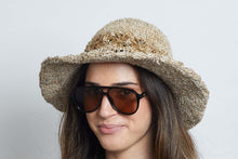 Load image into Gallery viewer, Crochet Smiley Morning Natural Flowers  Hemp &amp; Cotton Hat