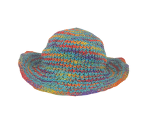 Load image into Gallery viewer, Crochet Hat Rainbow Girl Turquoise Base - Sababa Hemp
