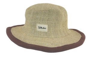Hemp Hat Classic Design white Color with brown border - Sababa Hemp
