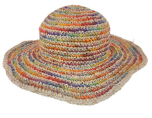 Load image into Gallery viewer, Crochet Hat Rainbow Girl White Base - Sababa Hemp