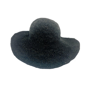 Crochet Hat Garden Lady Black - Sababa Hemp