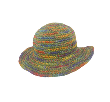 Load image into Gallery viewer, Crochet Hat Rainbow Girl Green  Base - Sababa Hemp