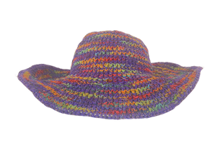 Crochet Hat Rainbow Girl Purple  Base - Sababa Hemp
