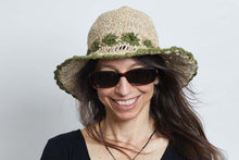Load image into Gallery viewer, Crochet Smiley Morning Green Flowers  Hemp &amp; Cotton Hat