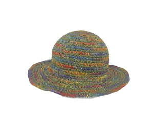 Crochet Hat Rainbow Girl Green  Base - Sababa Hemp