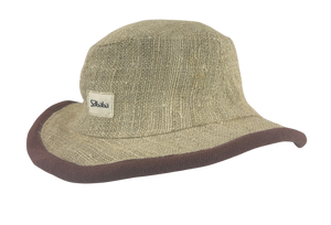 Hemp Hat Classic Design white Color with brown border - Sababa Hemp
