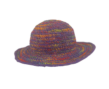 Load image into Gallery viewer, Crochet Hat Rainbow Girl Purple  Base - Sababa Hemp