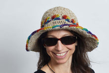 Load image into Gallery viewer, Crochet Smiley Morning Rainbow Flowers  Hemp &amp; Cotton Hat
