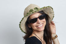 Load image into Gallery viewer, Crochet Smiley Morning Green Flowers  Hemp &amp; Cotton Hat