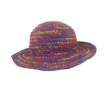 Load image into Gallery viewer, Crochet Hat Rainbow Girl Purple  Base - Sababa Hemp