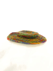 Crochet Hat Rainbow Girl White Base - Sababa Hemp