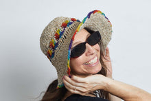 Load image into Gallery viewer, Crochet Smiley Morning Rainbow Flowers  Hemp &amp; Cotton Hat