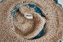 Load image into Gallery viewer, Crochet Smiley Morning Turquoise Flowers  Hemp &amp; Cotton Hat - Sababa Hemp