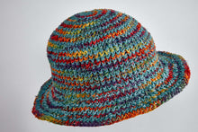 Load image into Gallery viewer, Crochet Hat Rainbow Girl Turquoise Base - Sababa Hemp