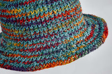 Load image into Gallery viewer, Crochet Hat Rainbow Girl Turquoise Base - Sababa Hemp