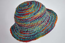 Load image into Gallery viewer, Crochet Hat Rainbow Girl Turquoise Base - Sababa Hemp