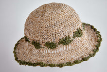 Load image into Gallery viewer, Crochet Smiley Morning Green Flowers  Hemp &amp; Cotton Hat - Sababa Hemp