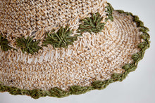 Load image into Gallery viewer, Crochet Smiley Morning Green Flowers  Hemp &amp; Cotton Hat - Sababa Hemp