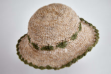 Load image into Gallery viewer, Crochet Smiley Morning Green Flowers  Hemp &amp; Cotton Hat - Sababa Hemp