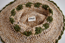 Load image into Gallery viewer, Crochet Smiley Morning Green Flowers  Hemp &amp; Cotton Hat - Sababa Hemp