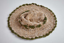 Load image into Gallery viewer, Crochet Smiley Morning Green Flowers  Hemp &amp; Cotton Hat - Sababa Hemp