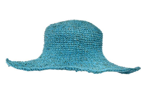 Crochet Garden Lady  Turquoise Hat - Sababa Hemp